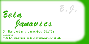 bela janovics business card